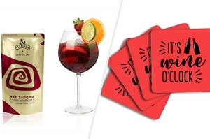 Sangria Cocktail Mix and 4 Wine o'clock coasters