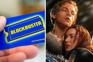 Blockbuster Video membership card; Movie poster for "Titanic"