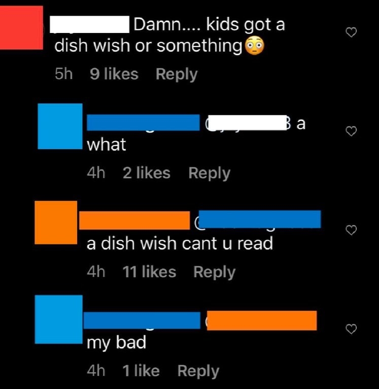 person confusing death wish with dish wish