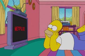 Homer Simpson watching Netflix