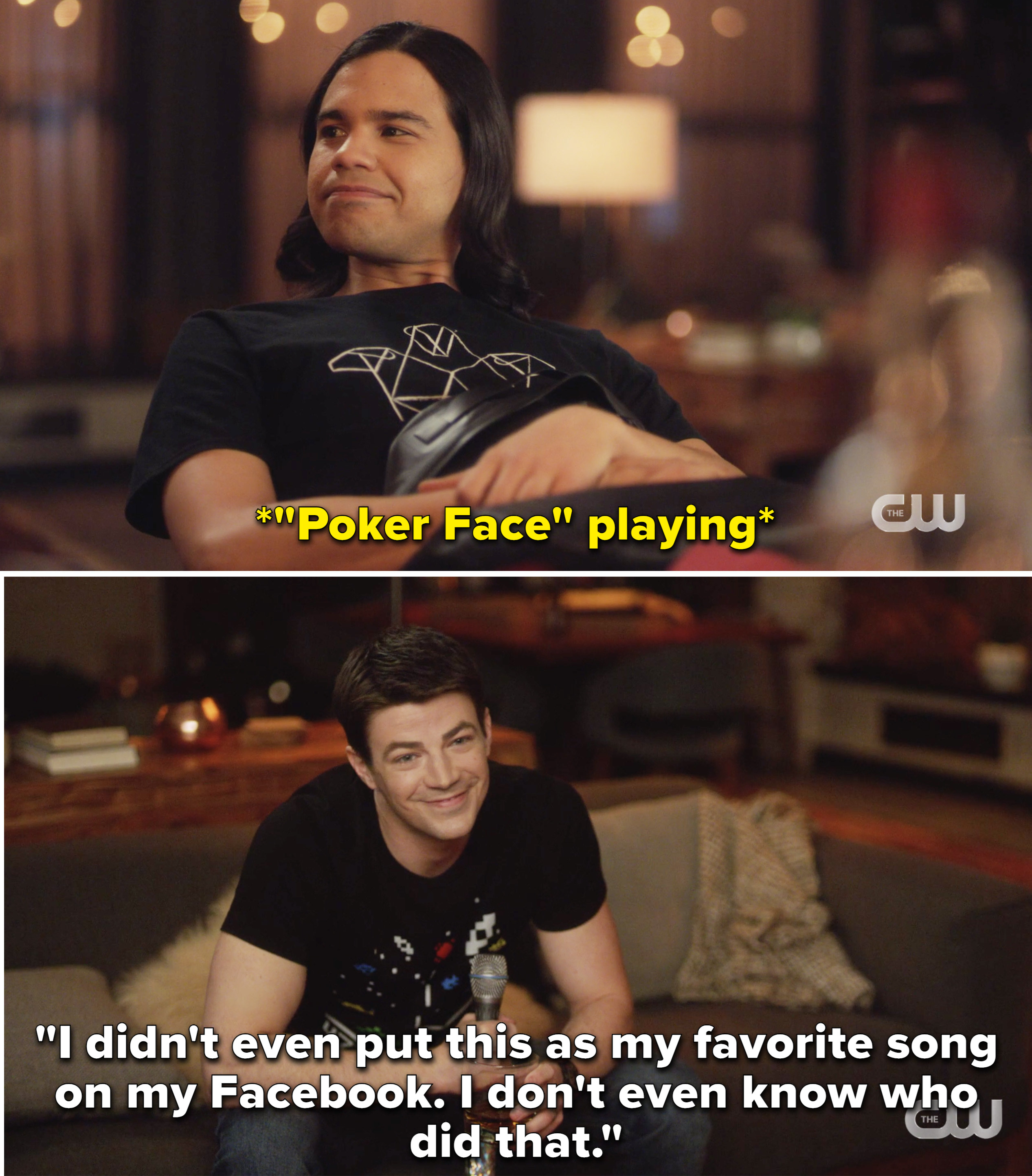 Barry telling Cisco, &quot;I didn&#x27;t even put this as my favorite song on my Facebook. I don&#x27;t even know who did that&quot;