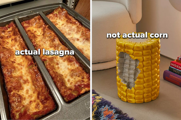 trio lasagna pan, stool that looks like a corn cob