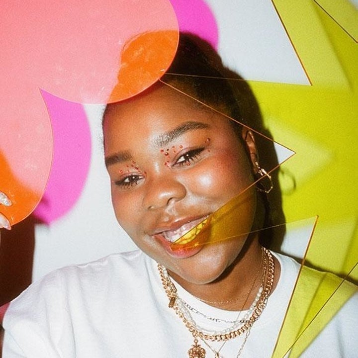 model wearing the blush