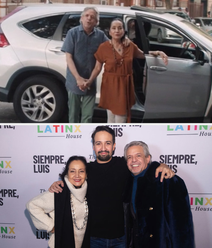 Lin&#x27;s parents in the movie and on a red carpet