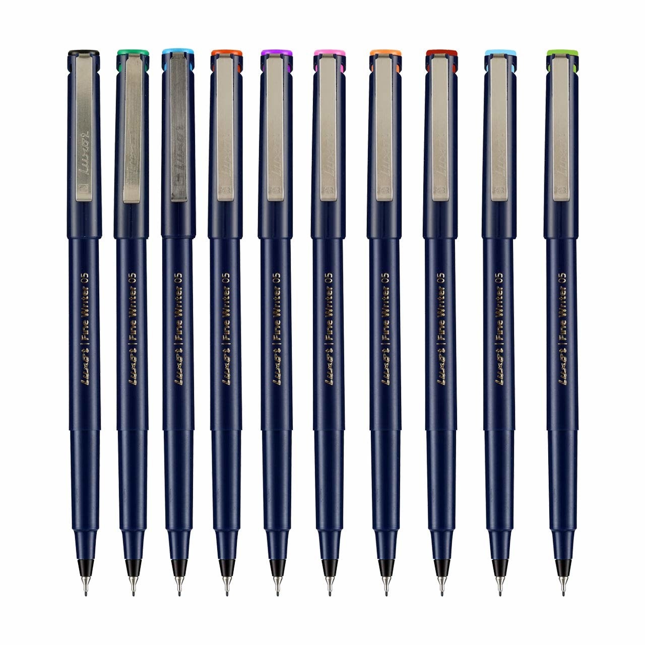 Multiple Luxor pens in different colours.