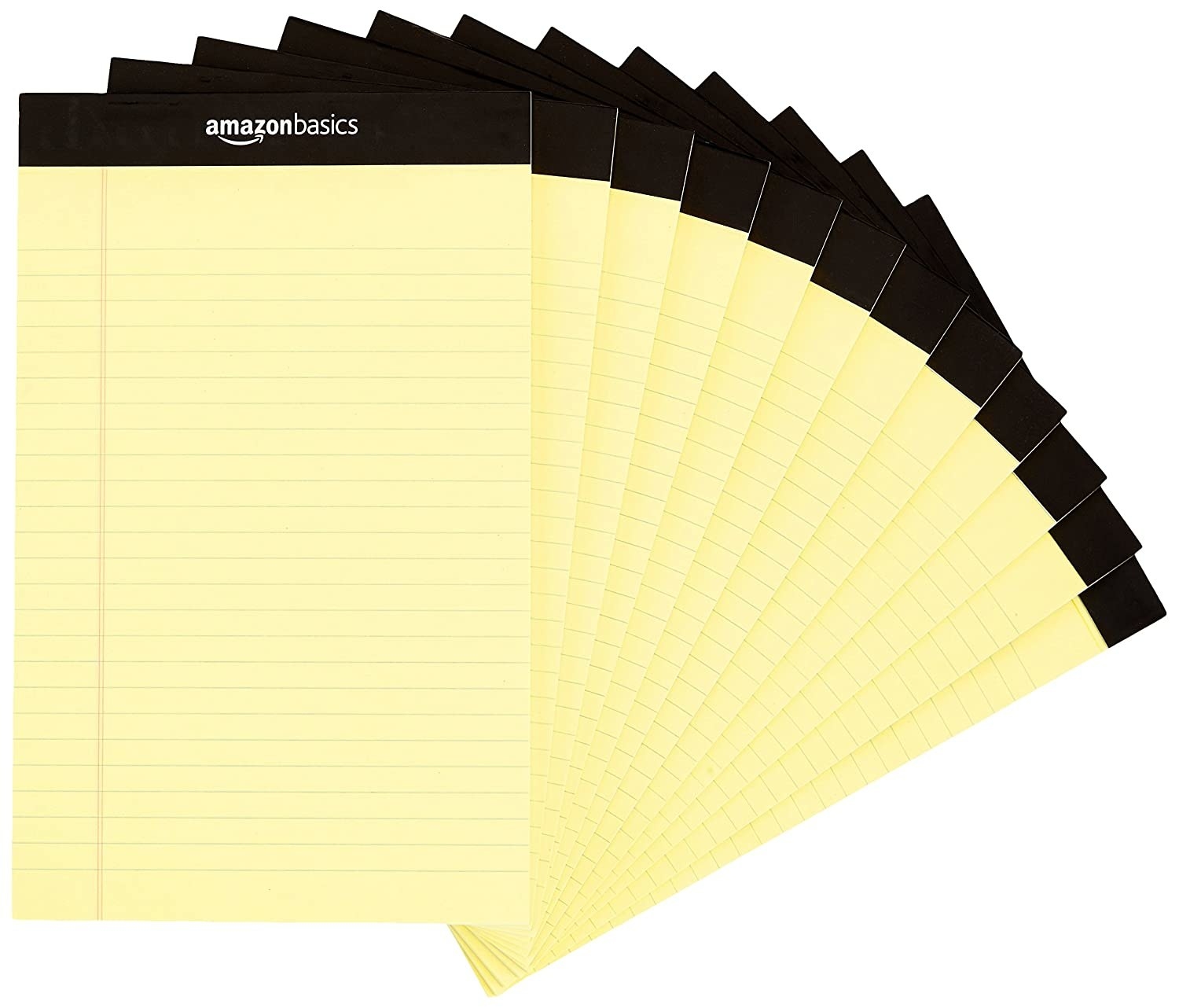 Multiple writing pads with yellow ruled sheets.