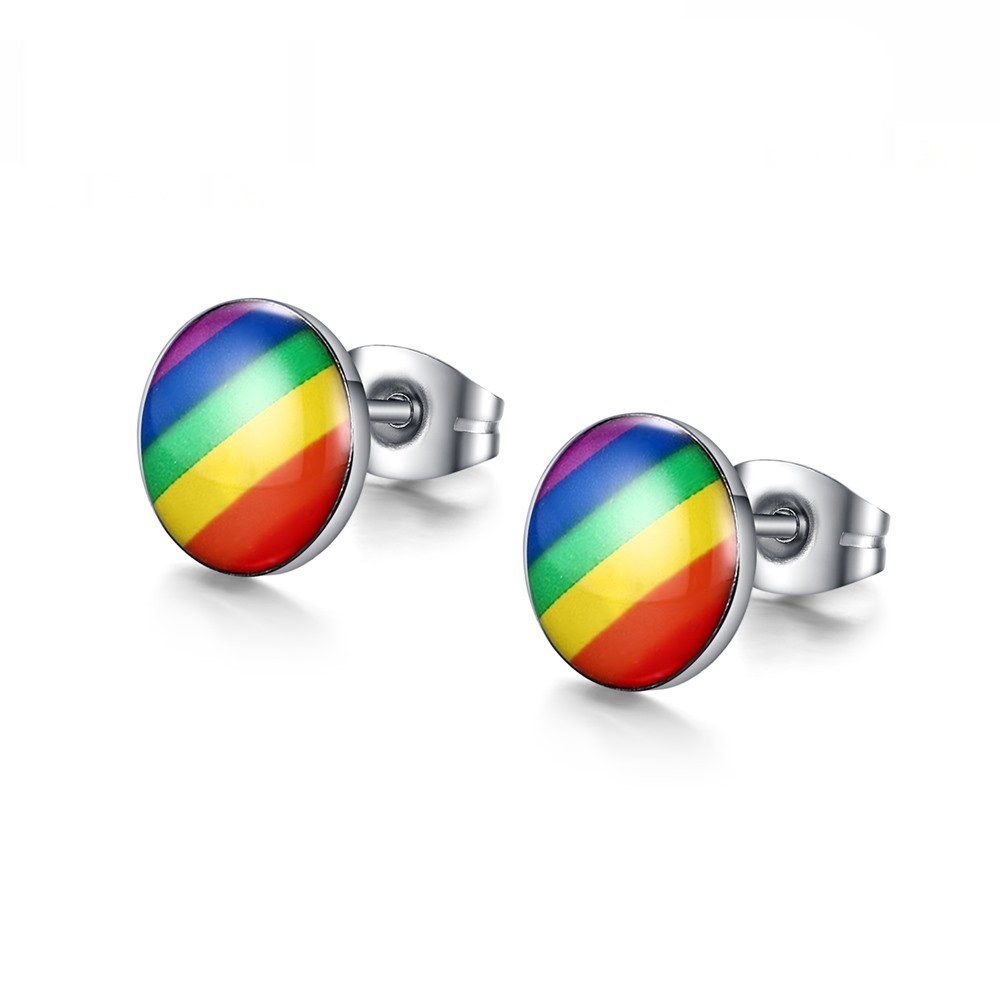 Circle Rainbow stud earrings.