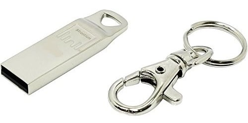 A Strontium Ammo USB Pen Drive and keyring in silver.