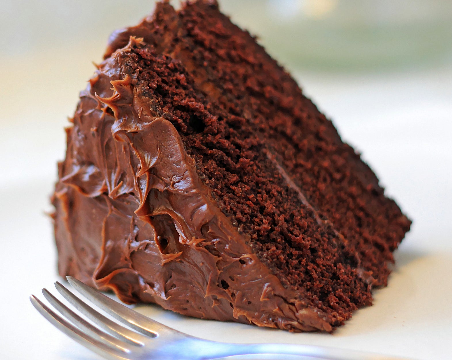 A slice of chocolate cake.