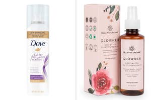 Dove Dry Shampoo and Bella Vita Rose Water Face Toner
