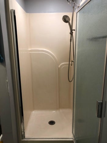 Reviewer's shower after using Rust Out spray gel