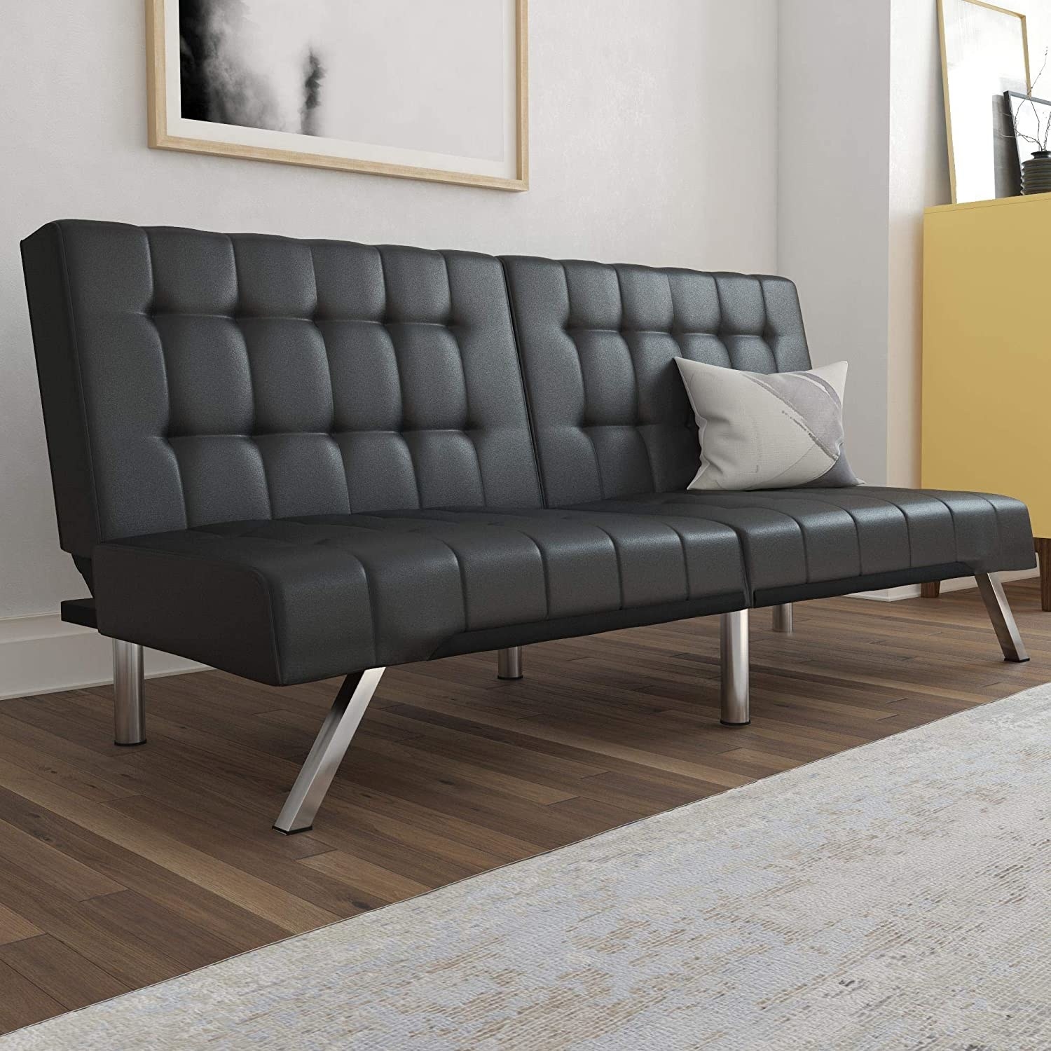 Dhp julia chaise lounge converts to sleeper fashion black faux leather