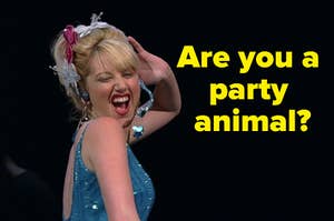 Sharpay is dancing on a stage with a caption that reads: "Are you a party animal?"