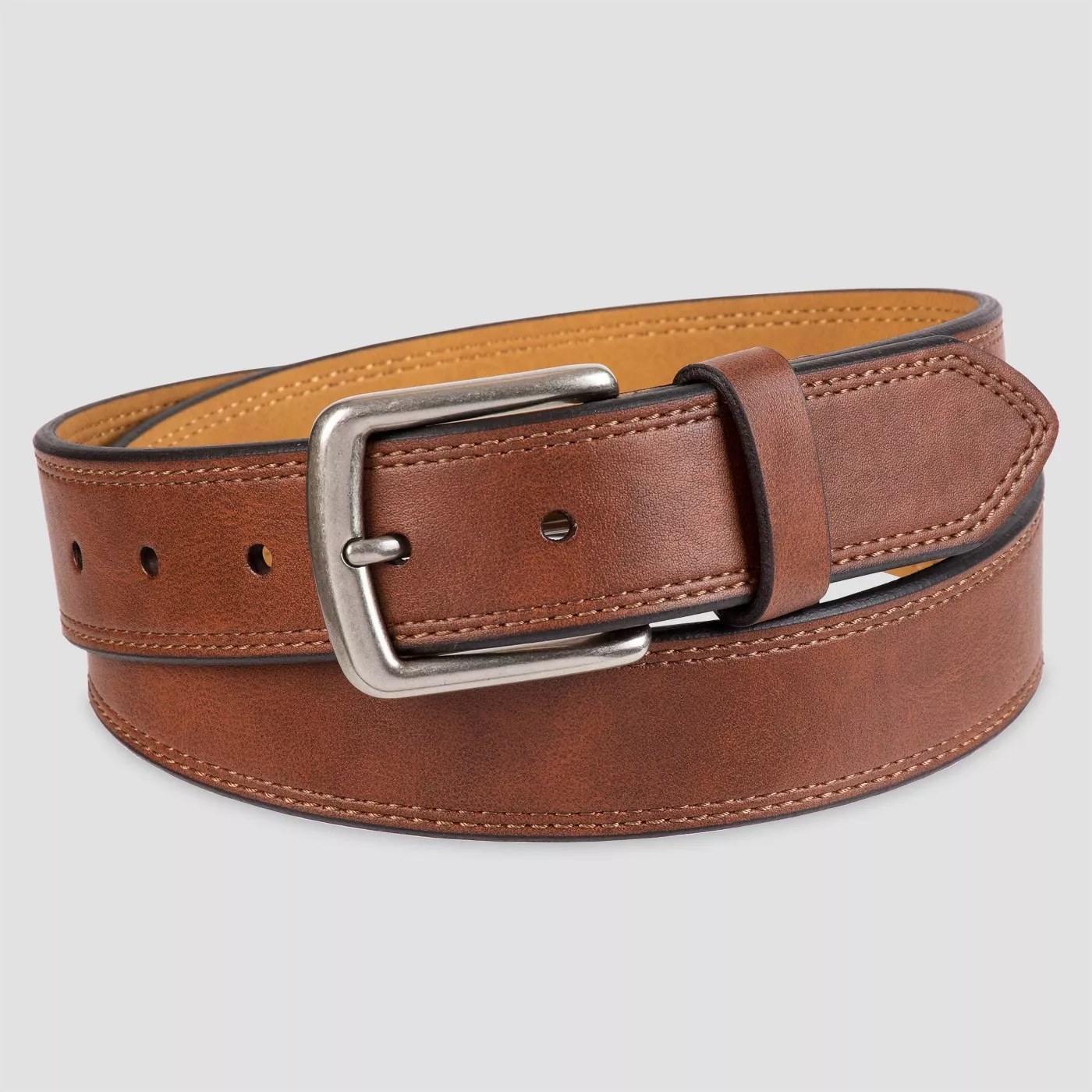 The marbled, double-stitched belt