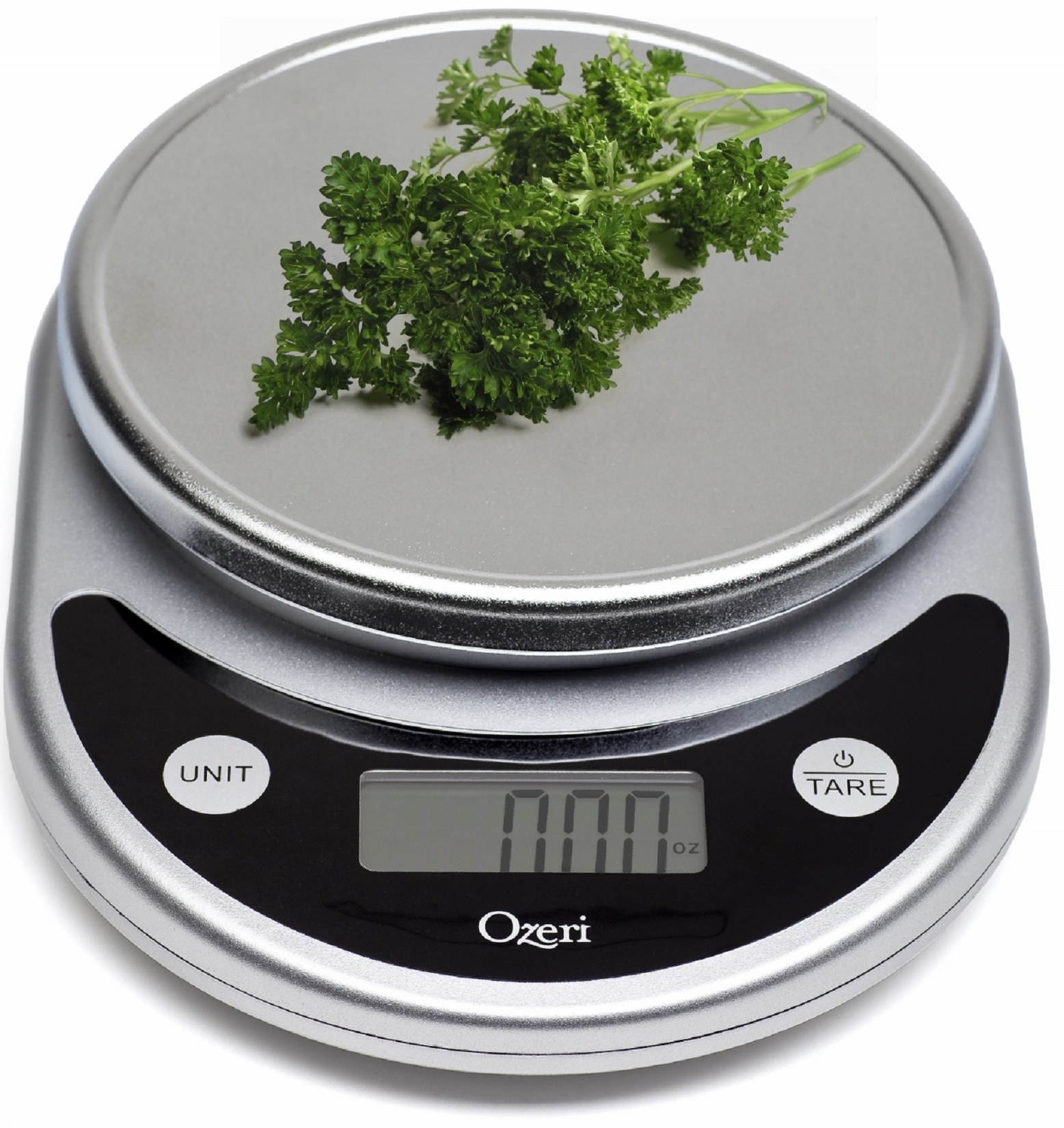 The black on silver digital multifunction food scale