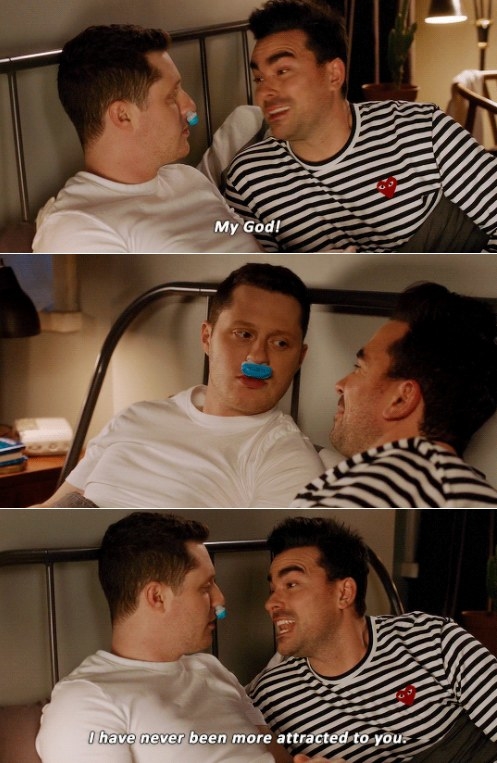 Patrick wears an anti-snoring device in bed and David says &quot;I have never been more attracted to you&quot;