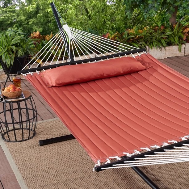 Red quilted hammock