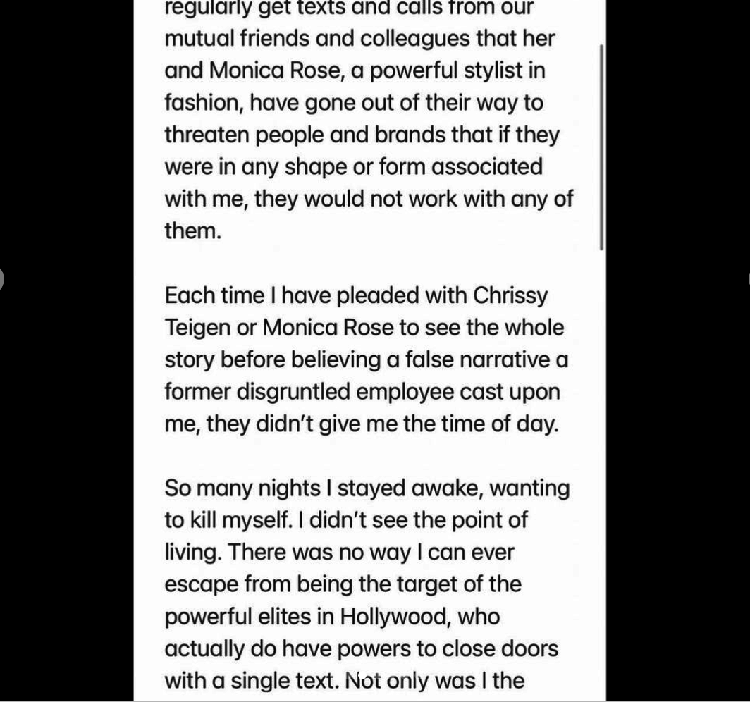 A screenshot of Michael Costello&#x27;s Instagram statement