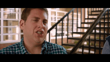 Jonah Hill makes a weird, distressed face on the set of &quot;21 Jump Street&quot;