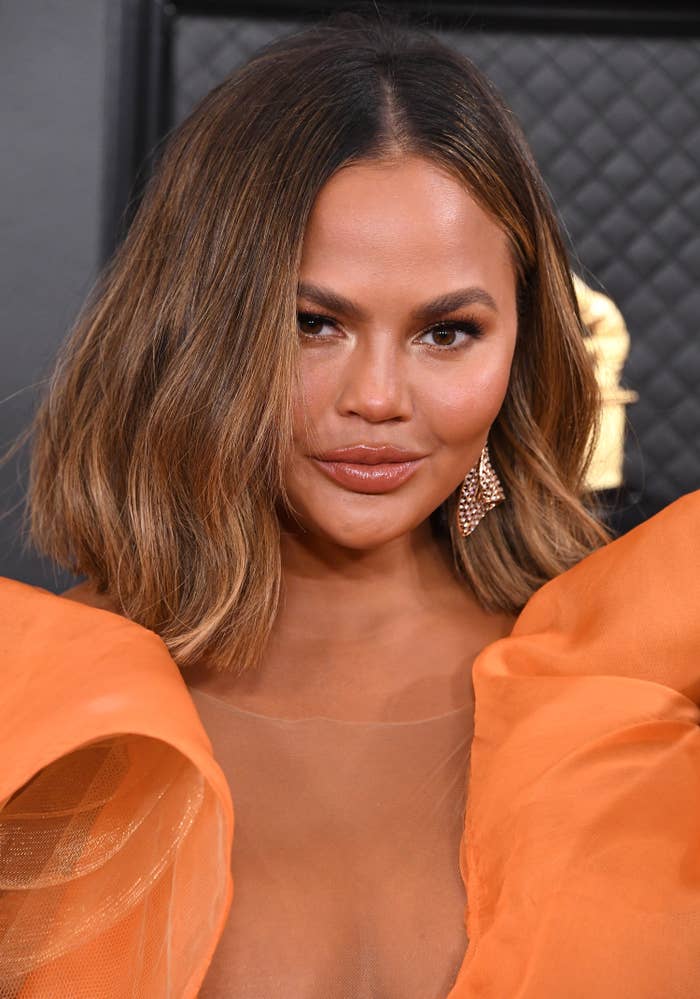 Chrissy Teigen arrives at the 62nd Annual Grammy Awards at Staples Center on January 26, 2020, in Los Angeles, California