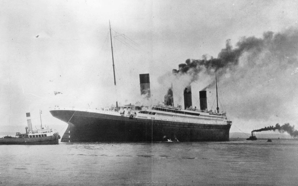 The 1,500,000 luxury White Star liner Titanic which sank on its maiden voyage to America in 1912, seen here on trials in Belfast Lough