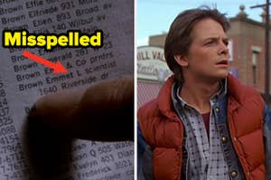 a phone book next to marty mcfly