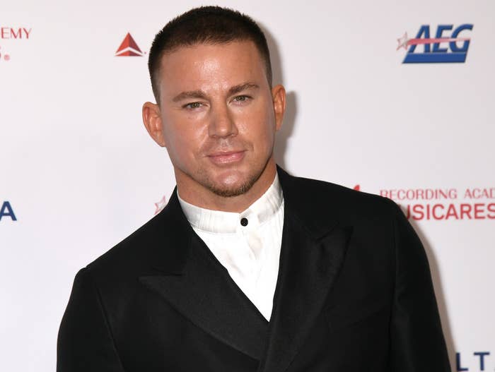 Channing looks serious in a suit