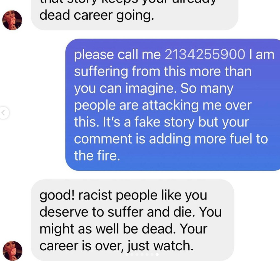 A screenshot of the alleged DMs from Teigen