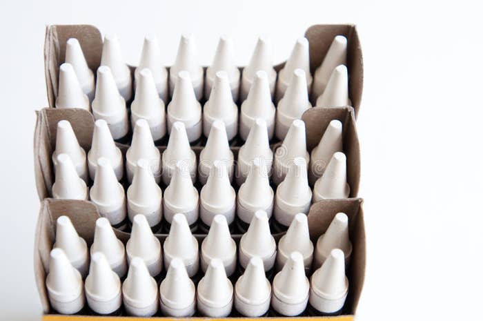 A box of white crayons.