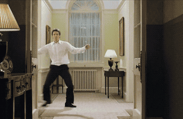 Hugh dances across an apartment in a scene from &quot;Love Actually&quot;
