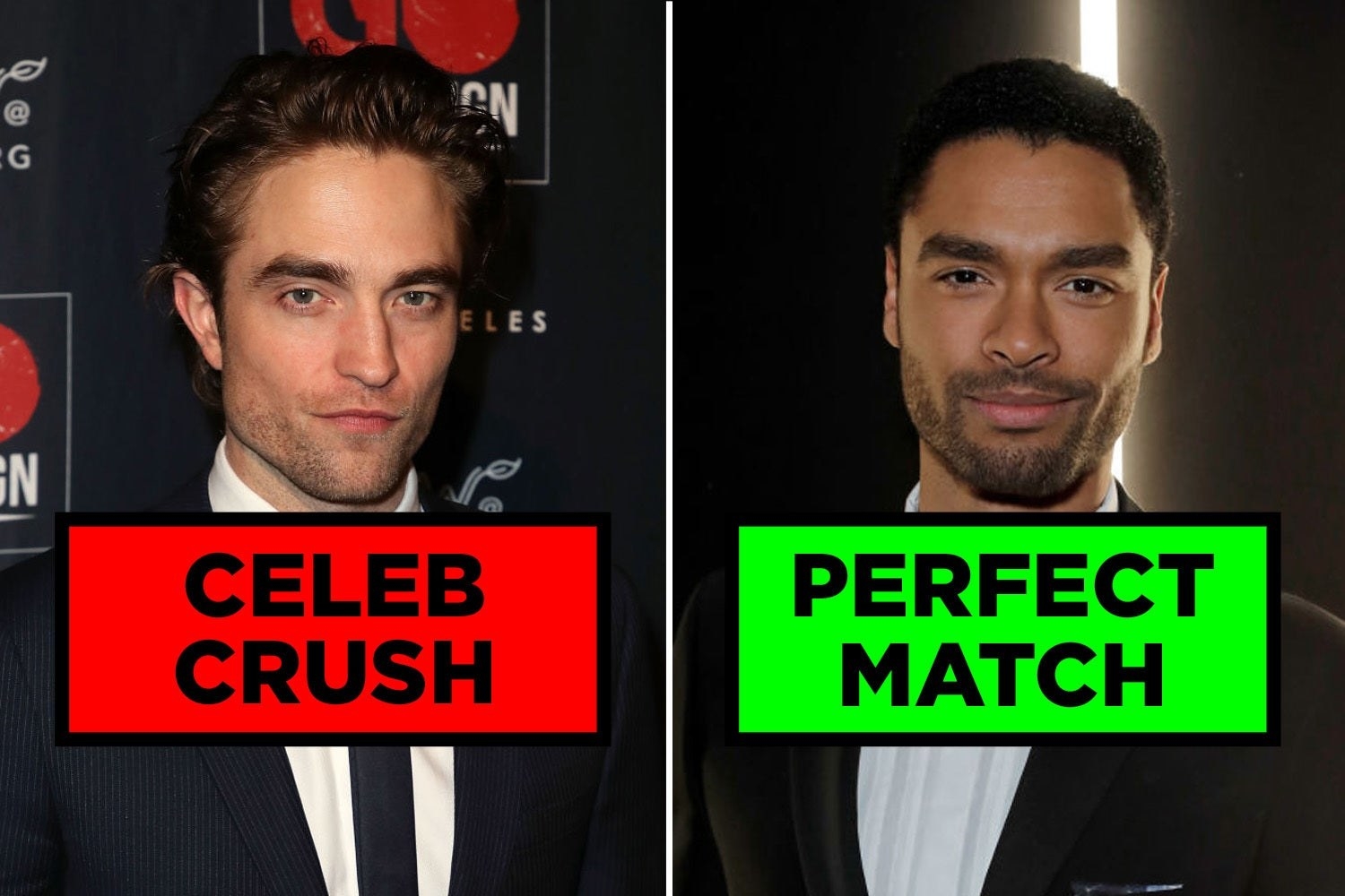 Robert Pattinson labeled &quot;CELEB CRUSH&quot;, and Regé-Jean Page labeled &quot;PERFECT MATCH&quot; 