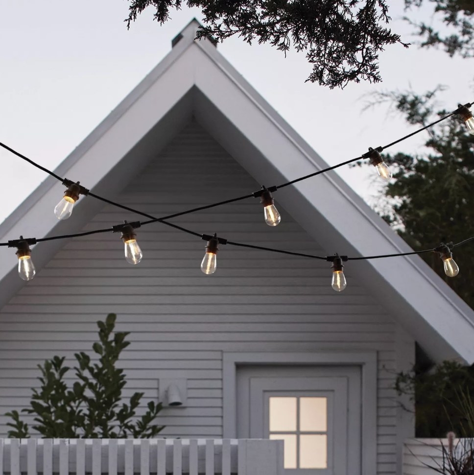 Black string lights with industrial glass bulbs 