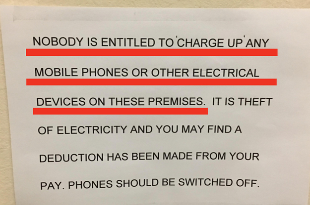 A notice that says