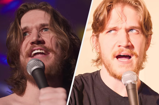 Bo Burnham singing into his mic at different periods through the special