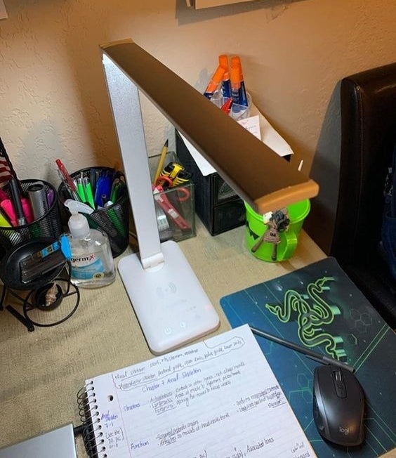 The desk lamp with a USB charging port 