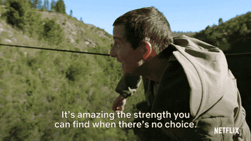Man in the outdoors saying, &quot;It&#x27;s amazing the strength you can find when there&#x27;s no choice.&quot;