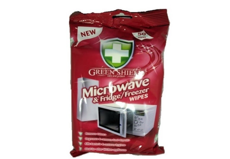 A packet of microwave and fridge wipes.