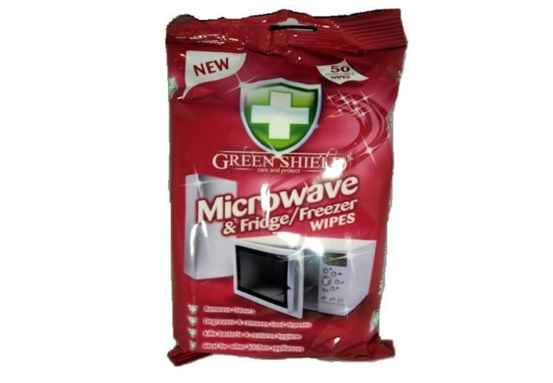 A packet of microwave and fridge wipes.