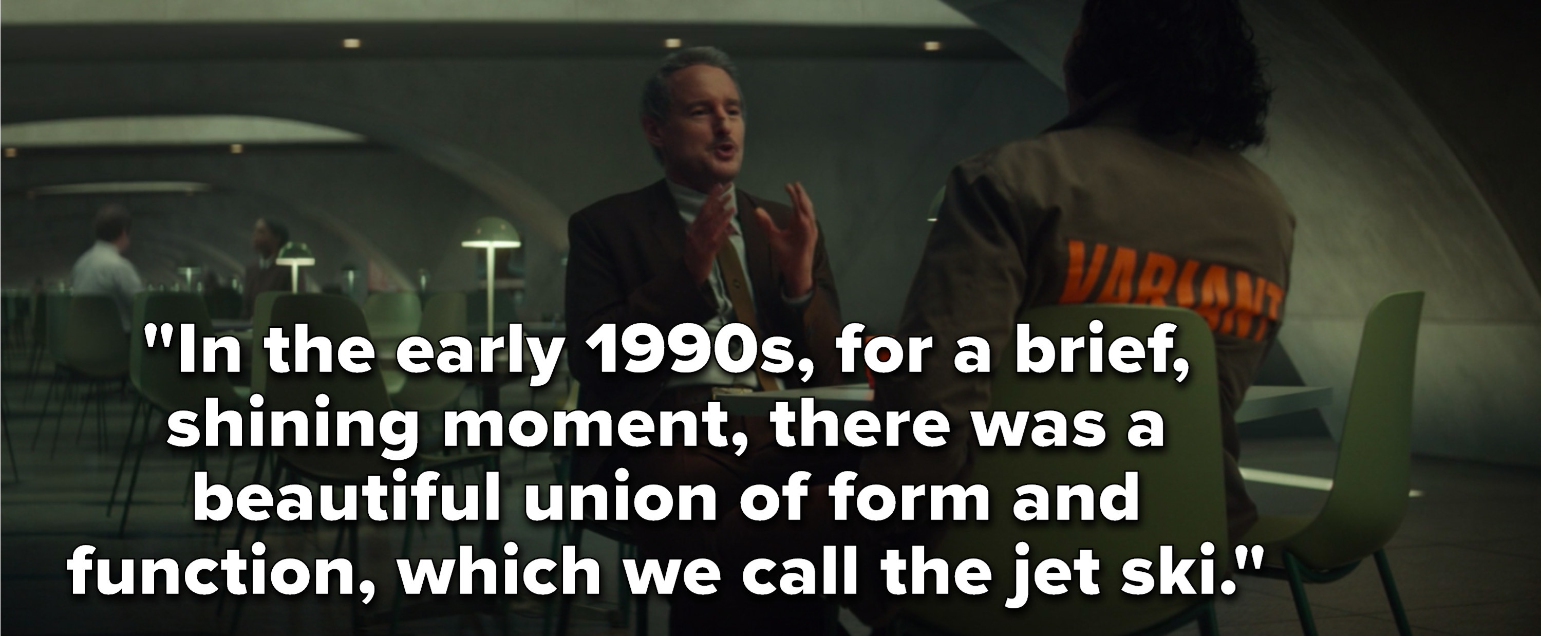 Mobius saying, &quot;In the early 1990s, for a brief, shining moment, there was a beautiful union of form and function, which we call the jet ski&quot;