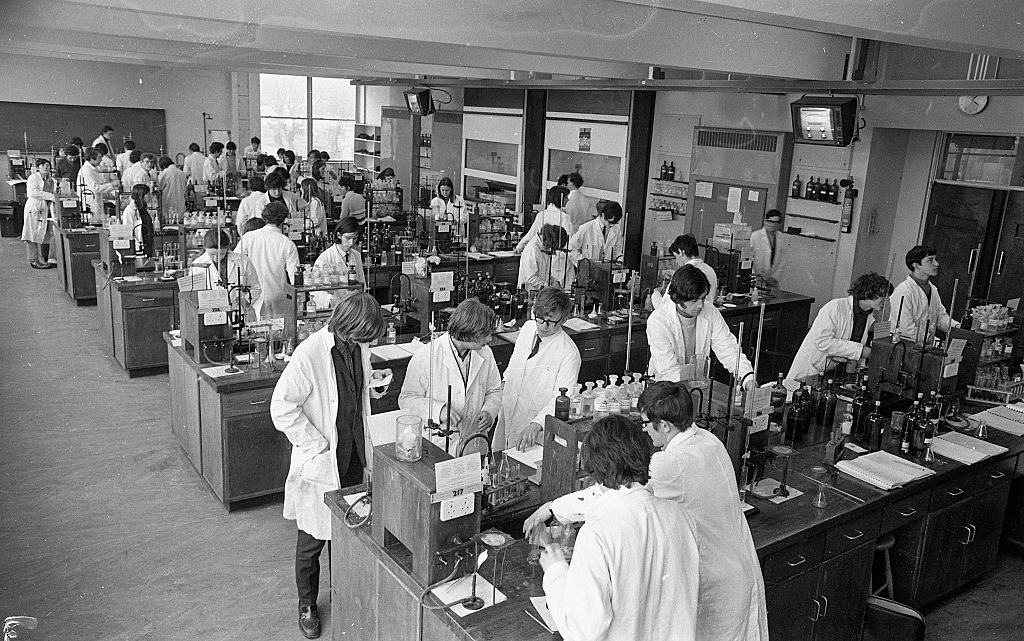 students in a chemistry classroom