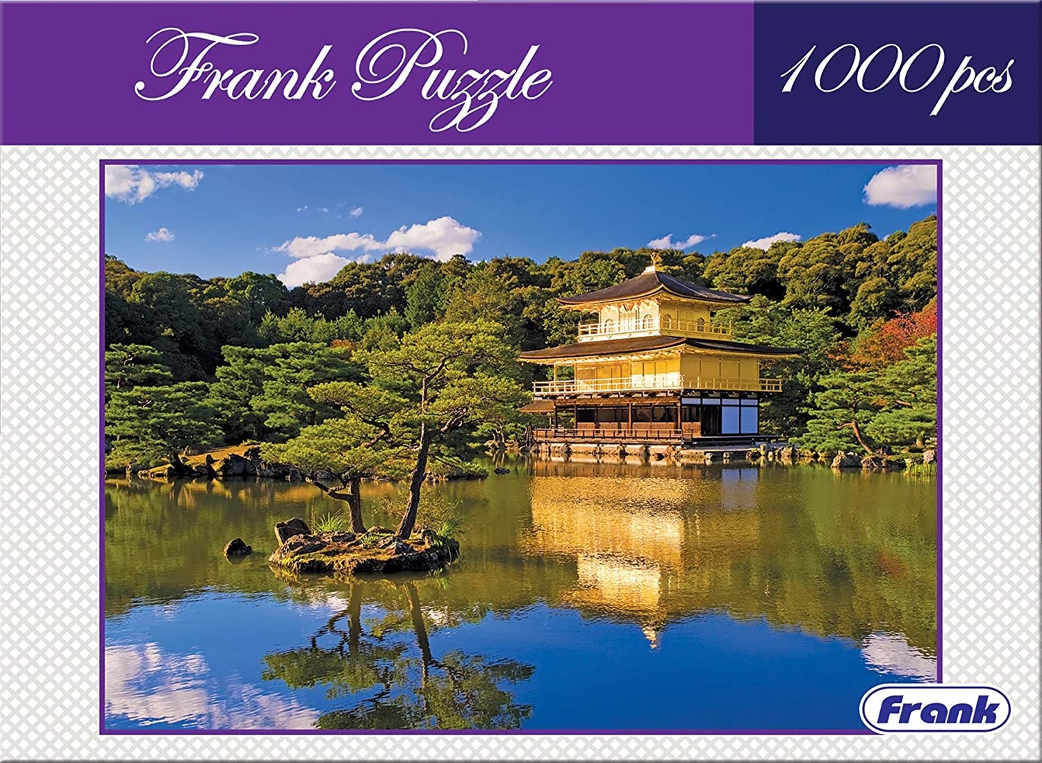 A jigsaw puzzle box showing a lakeside in Japan.
