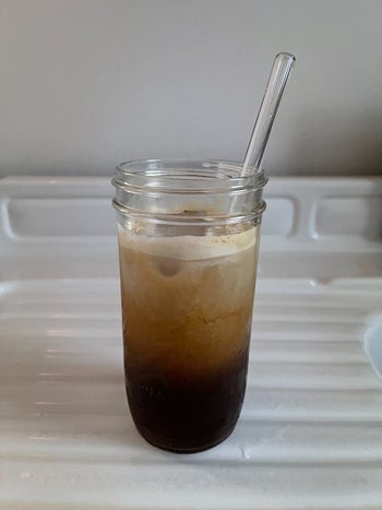a glass of iced coffee