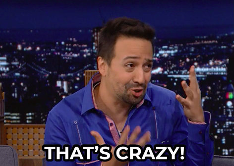 Lin-Manuel Miranda emphatically shaking his head and saying, &quot;that&#x27;s crazy!&quot;