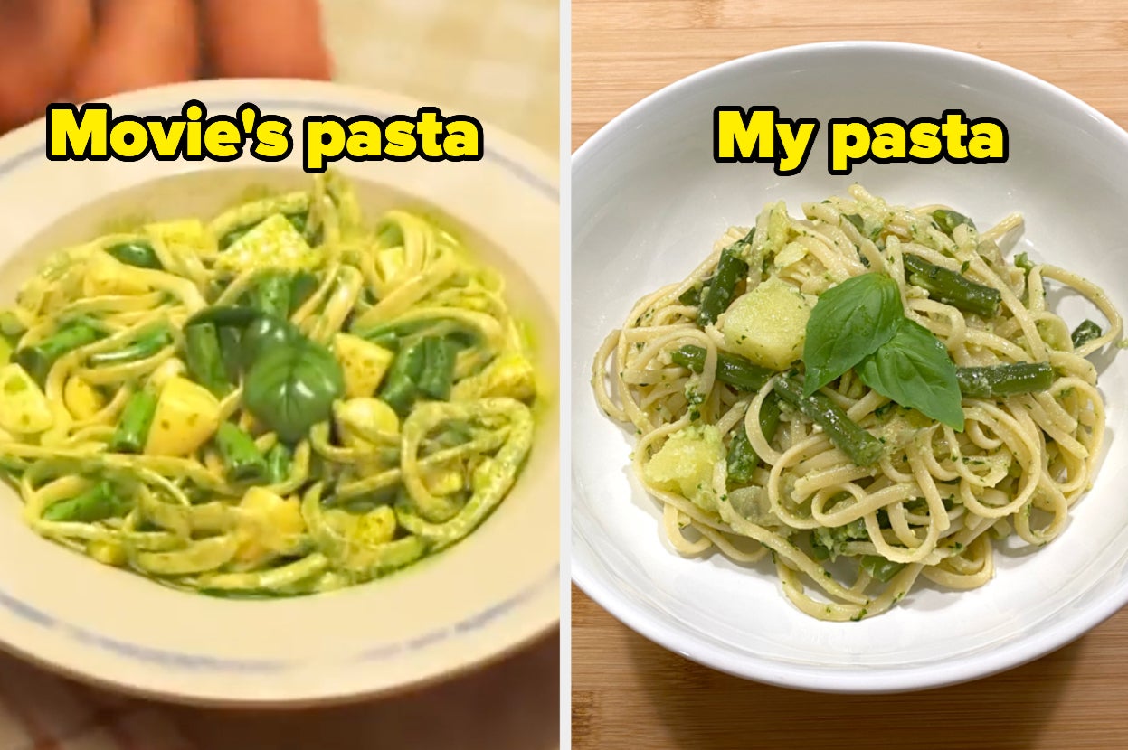 Image of trenette al pesto from Luca vs a homemade linguini with pesto i made