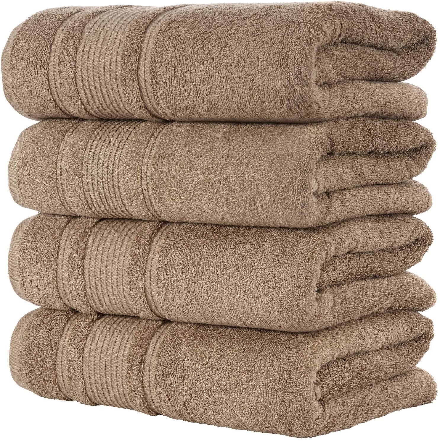 Stack of four Qute Home bath towels