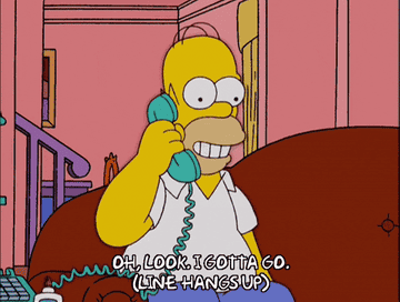Homer talking on the phone and getting hung up on