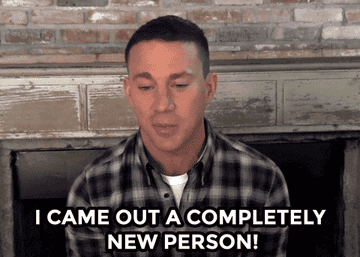 Channing saying he became a new person in a clip from a TV show