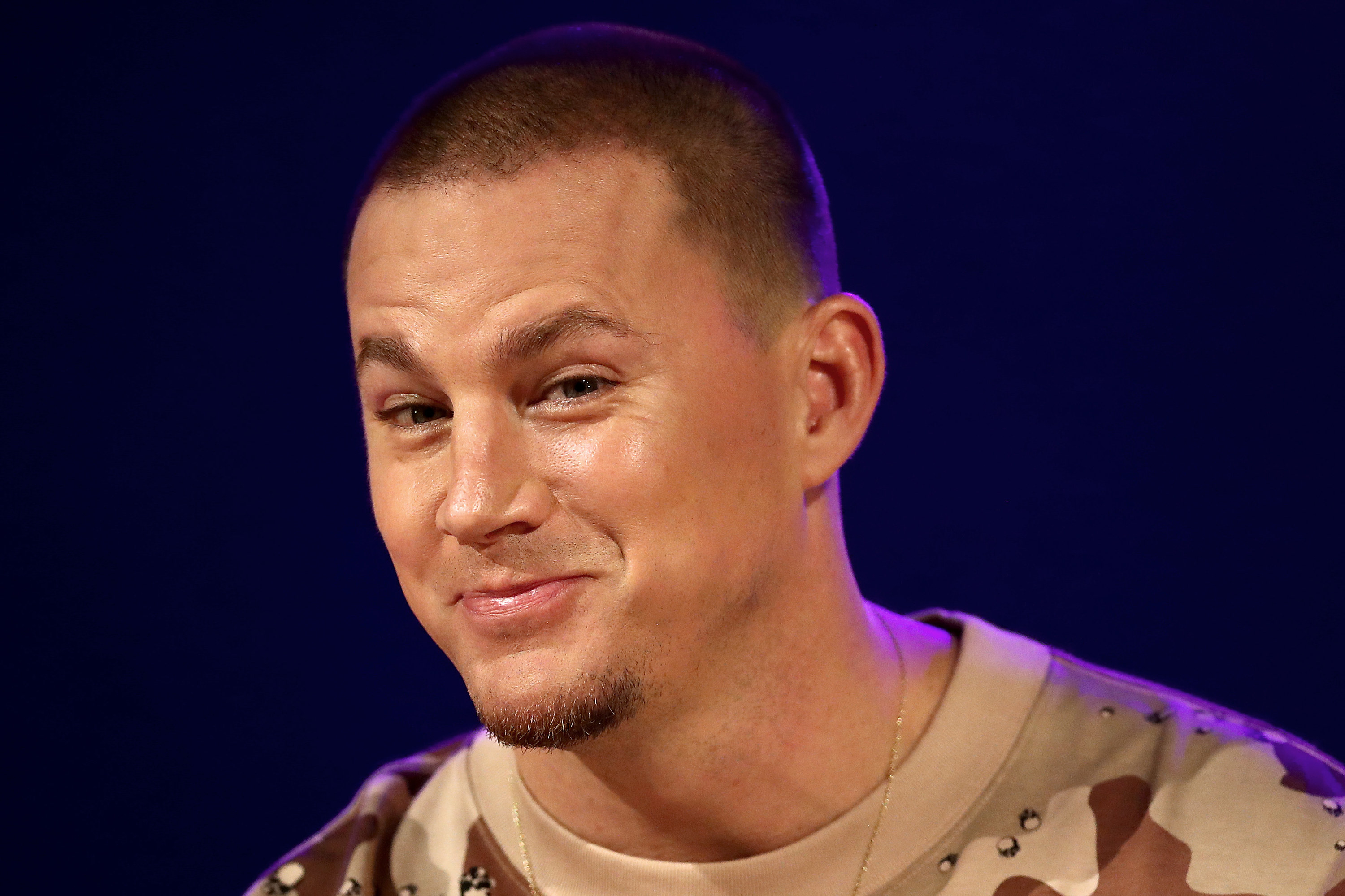 Channing smirks during an appearance