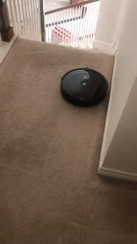 Gif of iRobot Roomba avoiding stairs