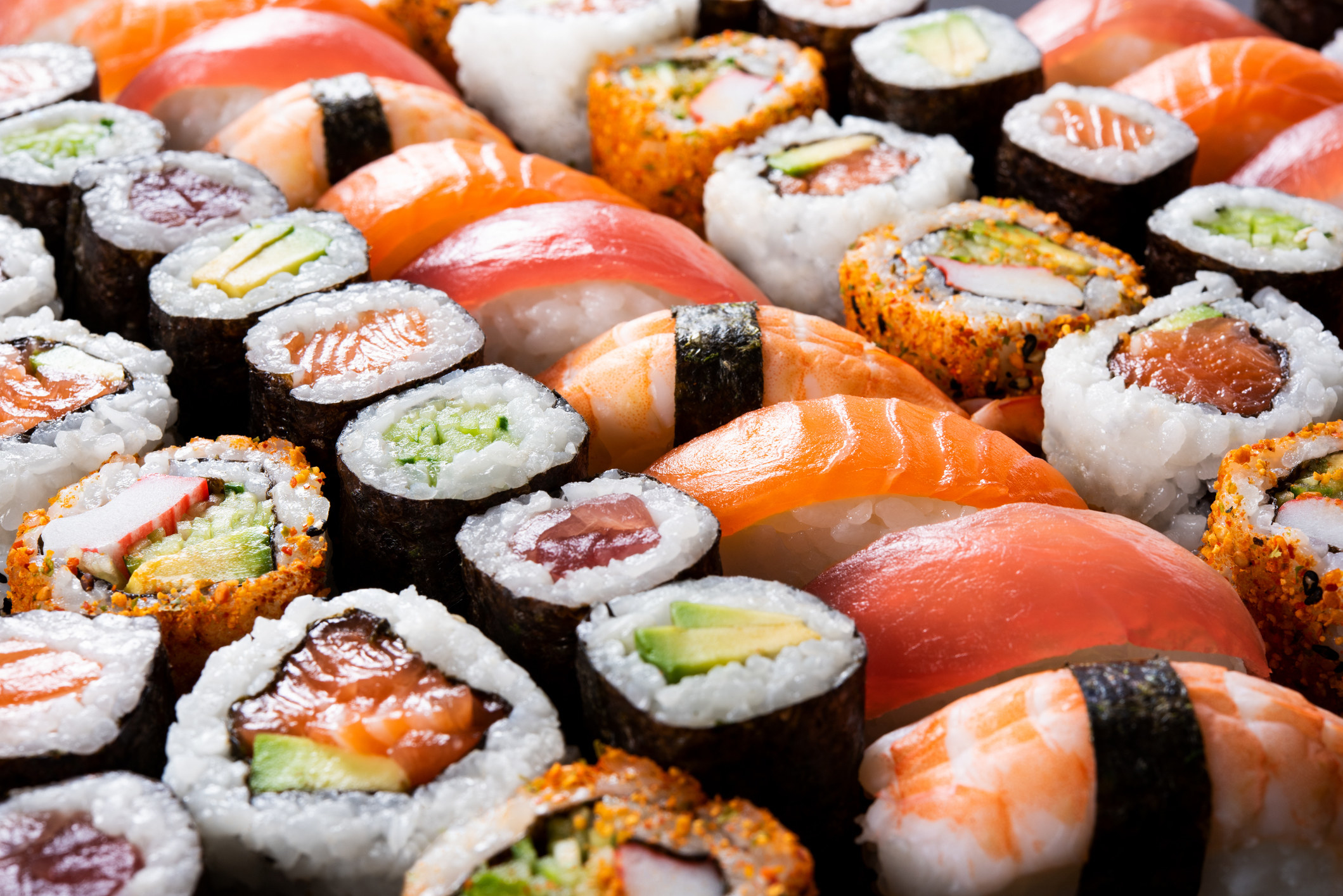 Assorted sushi rolls 